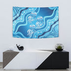 Aboriginal Ocean Jellyfish Tapestry Dot Art Dreamtime Style