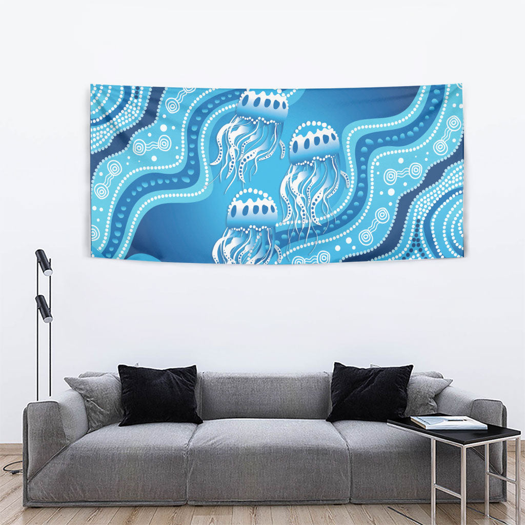 Aboriginal Ocean Jellyfish Tapestry Dot Art Dreamtime Style