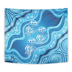 Aboriginal Ocean Jellyfish Tapestry Dot Art Dreamtime Style