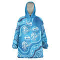 Aboriginal Ocean Jellyfish Wearable Blanket Hoodie Dot Art Dreamtime Style