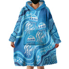 Aboriginal Ocean Jellyfish Wearable Blanket Hoodie Dot Art Dreamtime Style