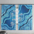 Aboriginal Ocean Jellyfish Window Curtain Dot Art Dreamtime Style