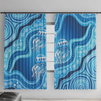 Aboriginal Ocean Jellyfish Window Curtain Dot Art Dreamtime Style