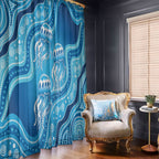Aboriginal Ocean Jellyfish Window Curtain Dot Art Dreamtime Style