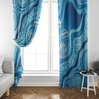 Aboriginal Ocean Jellyfish Window Curtain Dot Art Dreamtime Style