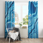 Aboriginal Ocean Jellyfish Window Curtain Dot Art Dreamtime Style