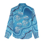 Aboriginal Ocean Jellyfish Women Casual Shirt Dot Art Dreamtime Style