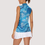 Aboriginal Ocean Jellyfish Women Sleeveless Polo Shirt Dot Art Dreamtime Style