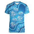 Aboriginal Ocean Jellyfish Women V-Neck T-Shirt Dot Art Dreamtime Style