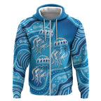Aboriginal Ocean Jellyfish Zip Hoodie Dot Art Dreamtime Style