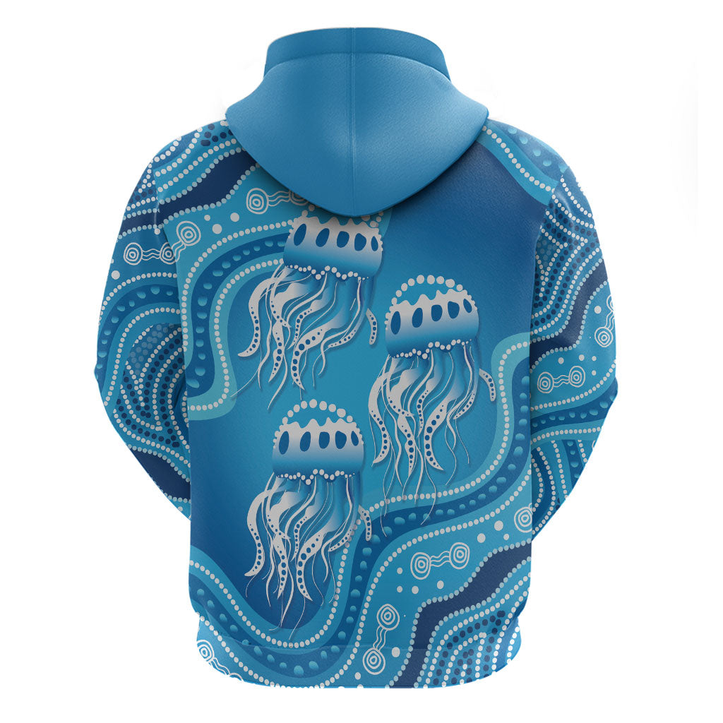Aboriginal Ocean Jellyfish Zip Hoodie Dot Art Dreamtime Style