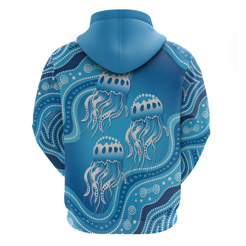 Aboriginal Ocean Jellyfish Zip Hoodie Dot Art Dreamtime Style