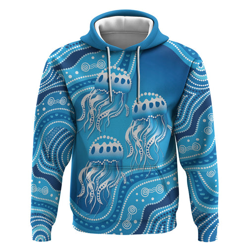 Aboriginal Ocean Jellyfish Zip Hoodie Dot Art Dreamtime Style
