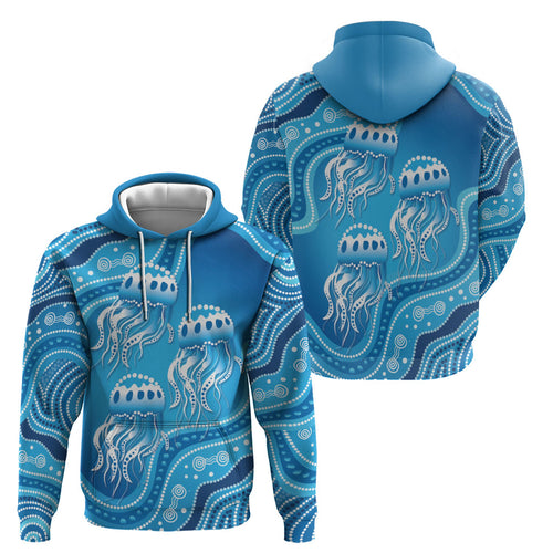 Aboriginal Ocean Jellyfish Zip Hoodie Dot Art Dreamtime Style