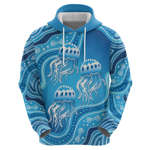 Aboriginal Ocean Jellyfish Zip Hoodie Dot Art Dreamtime Style