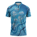 Aboriginal Ocean Jellyfish Zipper Polo Shirt Dot Art Dreamtime Style