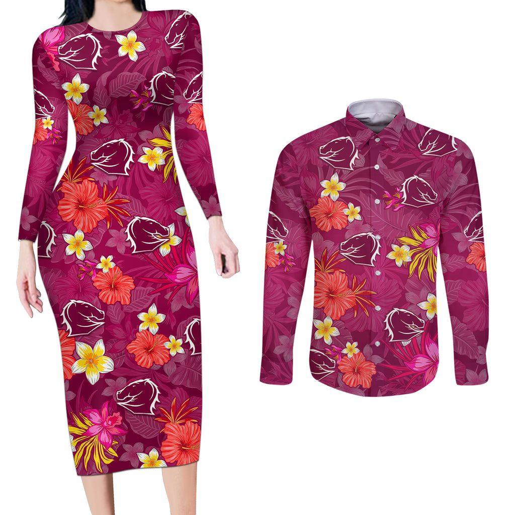 broncos-rugby-couples-matching-long-sleeve-bodycon-dress-and-long-sleeve-button-shirts-beautiful-floral-pattern-spring-summer-vibe