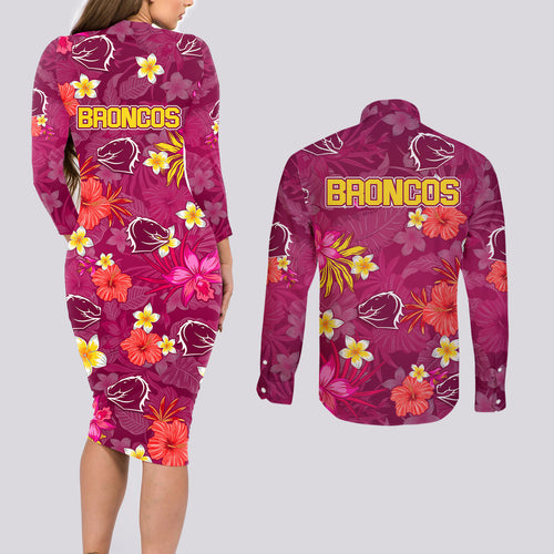 broncos-rugby-couples-matching-long-sleeve-bodycon-dress-and-long-sleeve-button-shirts-beautiful-floral-pattern-spring-summer-vibe