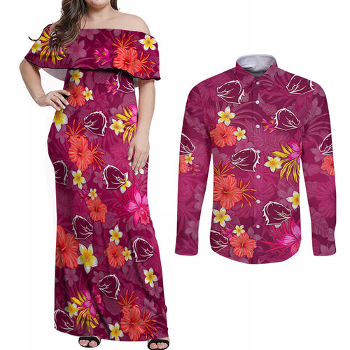 broncos-rugby-couples-matching-off-shoulder-maxi-dress-and-long-sleeve-button-shirts-beautiful-floral-pattern-spring-summer-vibe