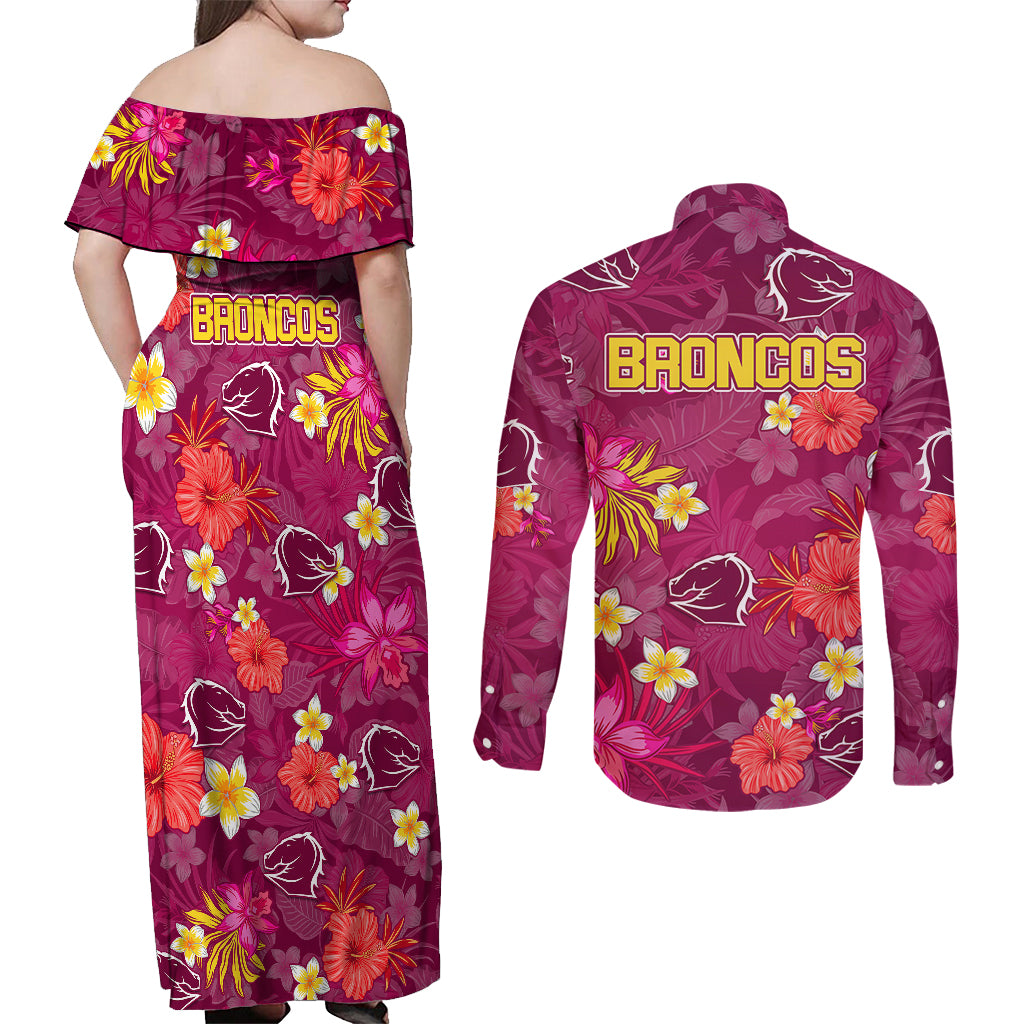 broncos-rugby-couples-matching-off-shoulder-maxi-dress-and-long-sleeve-button-shirts-beautiful-floral-pattern-spring-summer-vibe