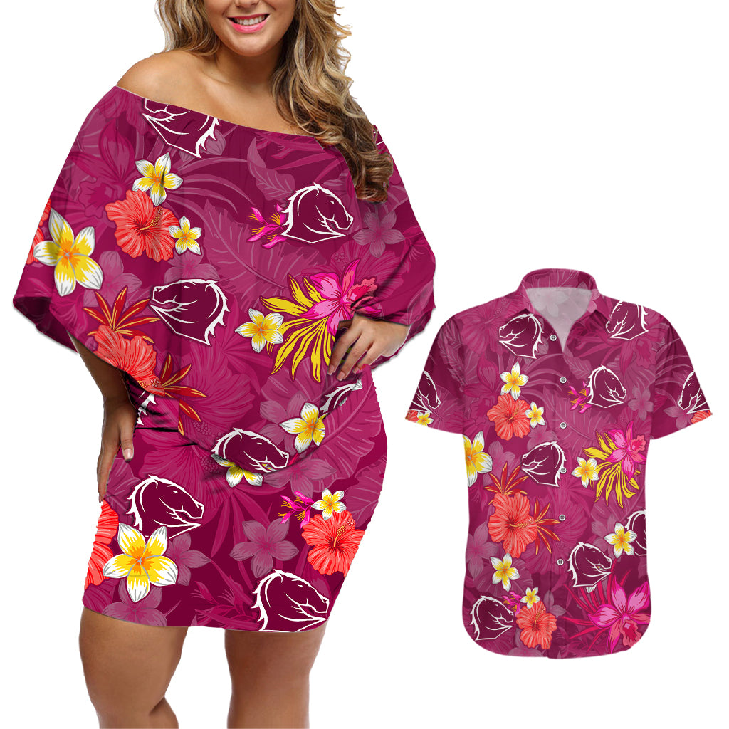 broncos-rugby-couples-matching-off-shoulder-short-dress-and-hawaiian-shirt-beautiful-floral-pattern-spring-summer-vibe