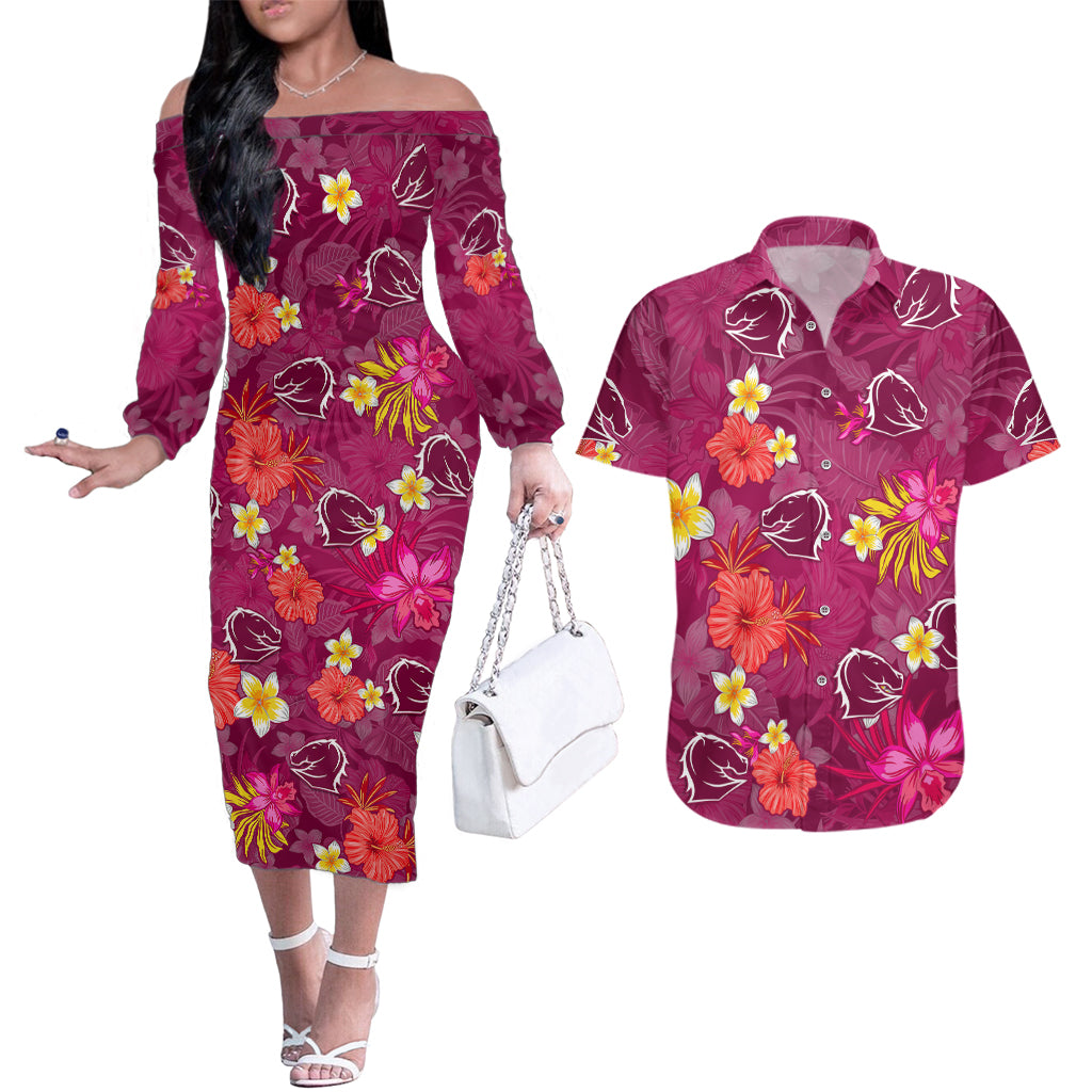 broncos-rugby-couples-matching-off-the-shoulder-long-sleeve-dress-and-hawaiian-shirt-beautiful-floral-pattern-spring-summer-vibe