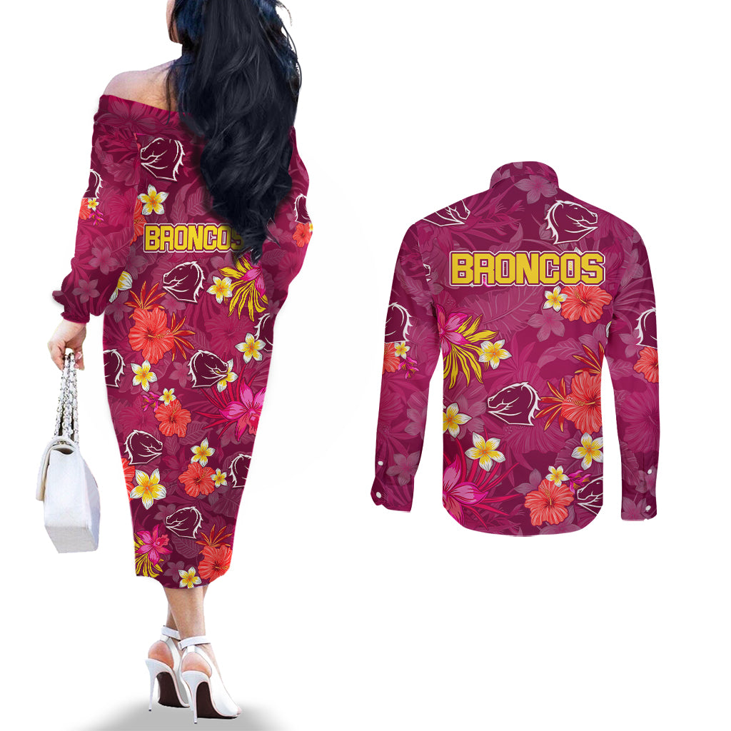 broncos-rugby-couples-matching-off-the-shoulder-long-sleeve-dress-and-long-sleeve-button-shirts-beautiful-floral-pattern-spring-summer-vibe
