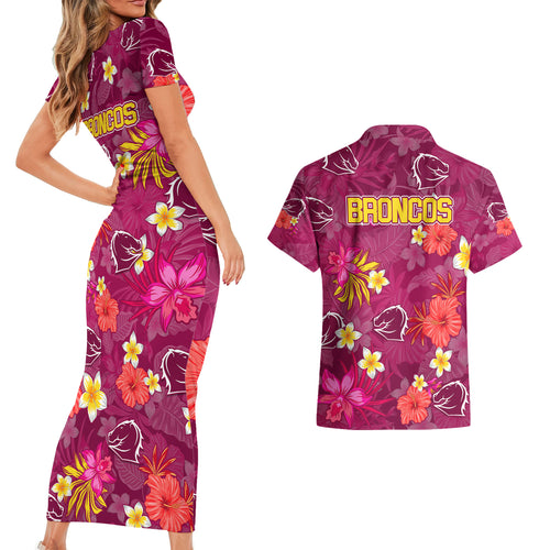 broncos-rugby-couples-matching-short-sleeve-bodycon-dress-and-hawaiian-shirt-beautiful-floral-pattern-spring-summer-vibe