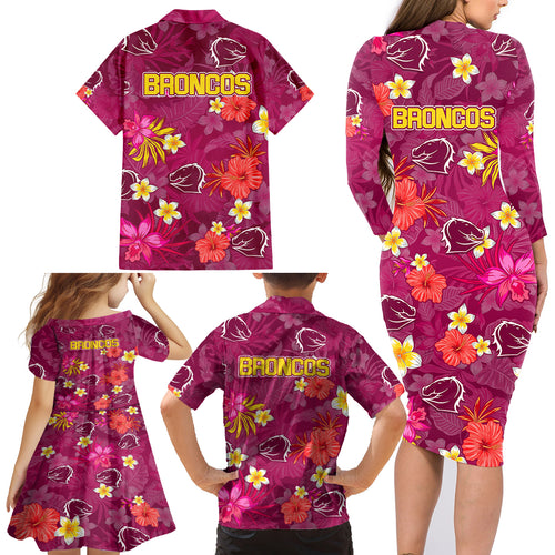 broncos-rugby-family-matching-long-sleeve-bodycon-dress-and-hawaiian-shirt-beautiful-floral-pattern-spring-summer-vibe