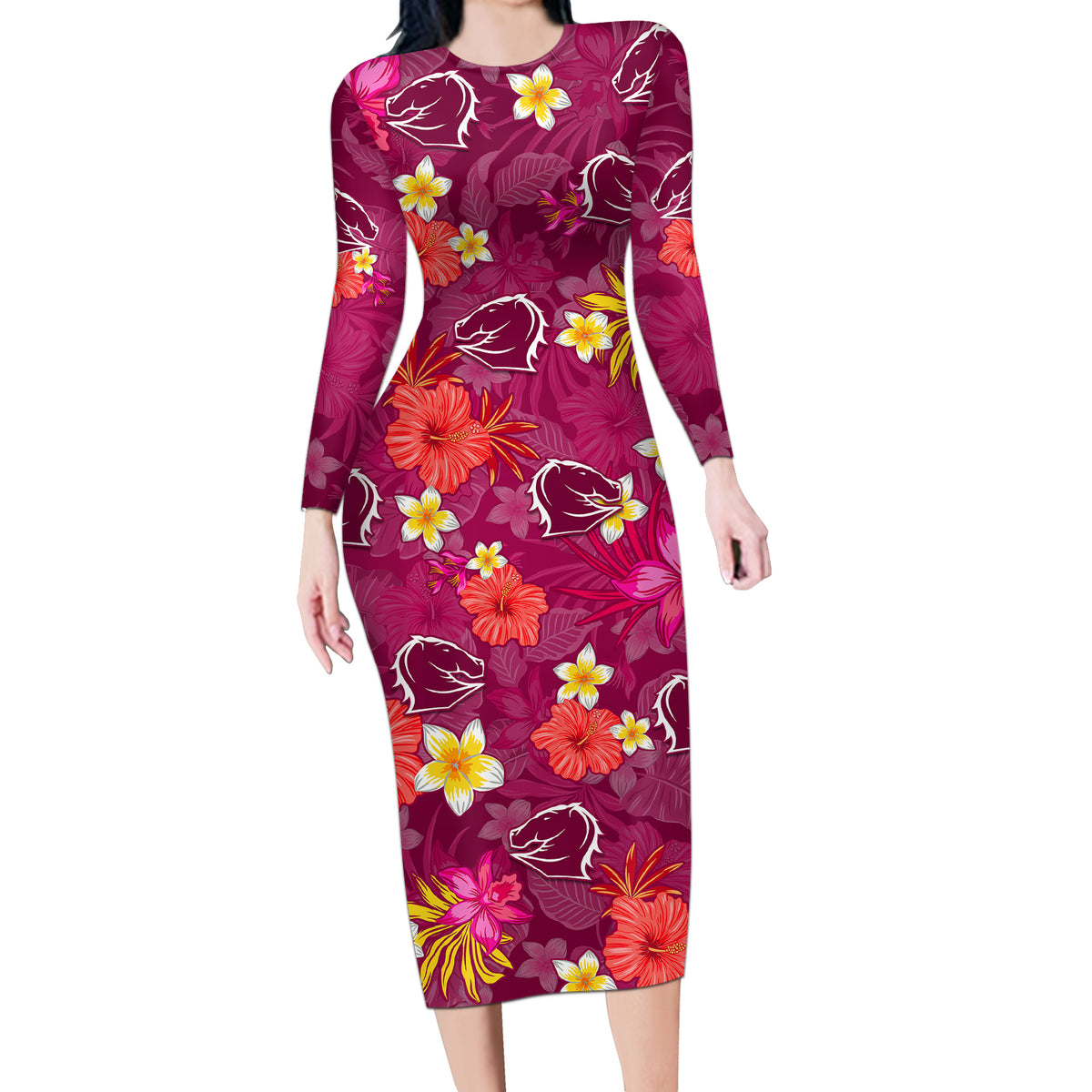 broncos-rugby-long-sleeve-bodycon-dress-beautiful-floral-pattern-spring-summer-vibe