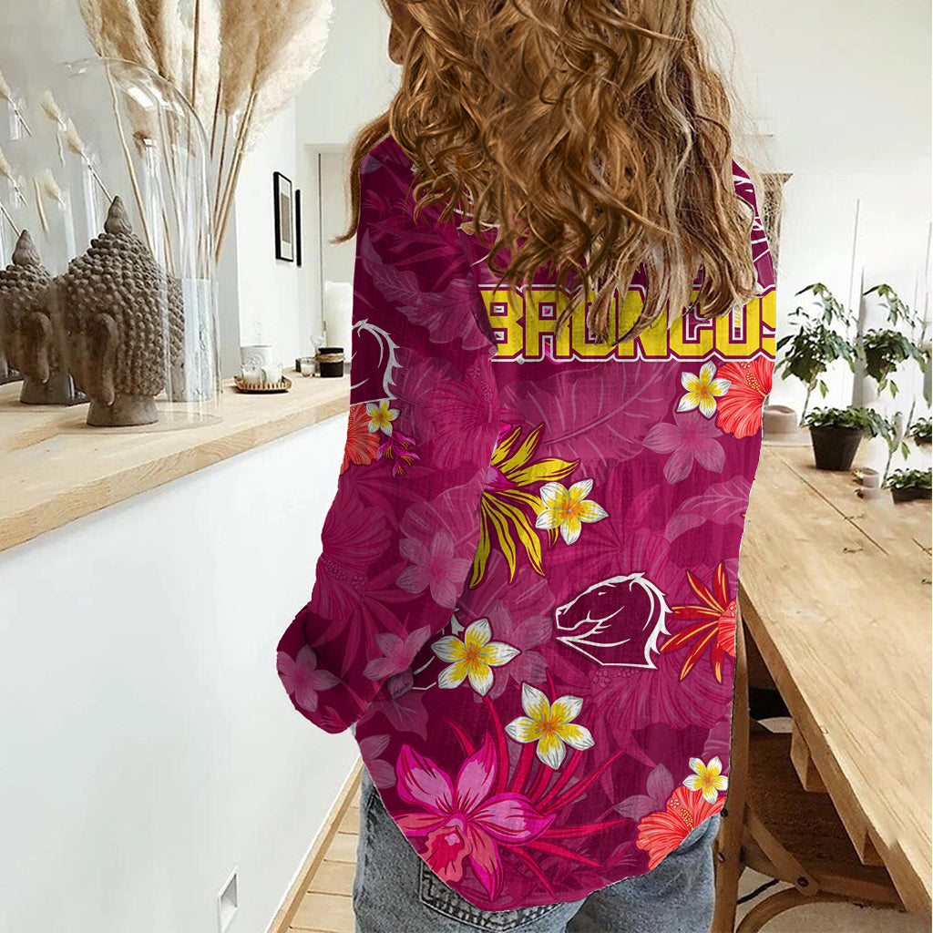 Broncos Rugby Women Casual Shirt Beautiful Floral Pattern Spring Summer Vibe LT9