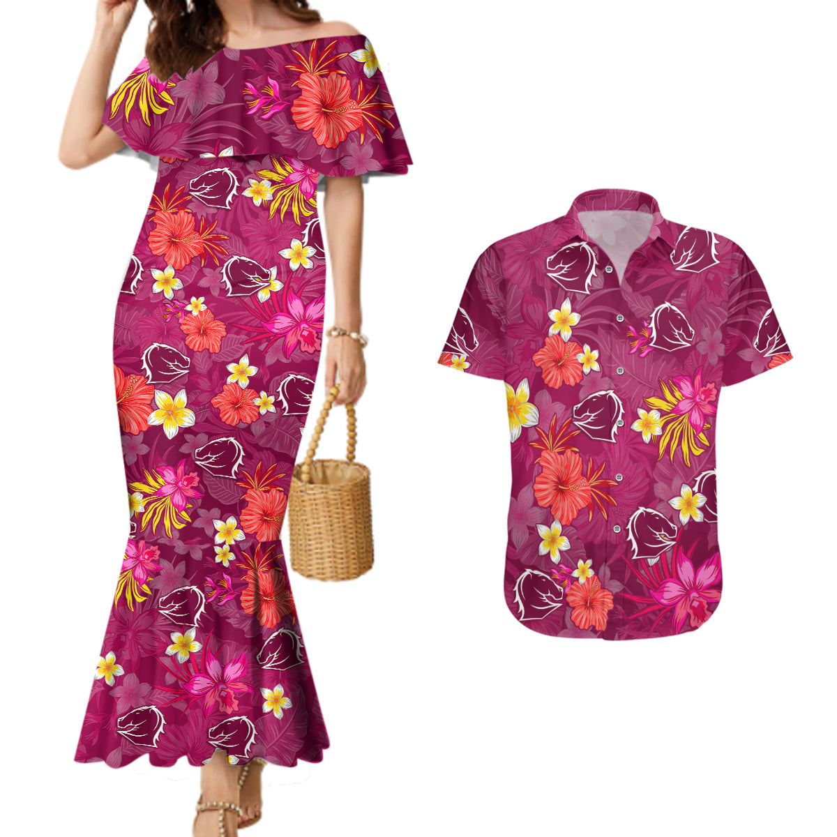 custom-broncos-rugby-couples-matching-mermaid-dress-and-hawaiian-shirt-beautiful-floral-pattern-spring-summer-vibe