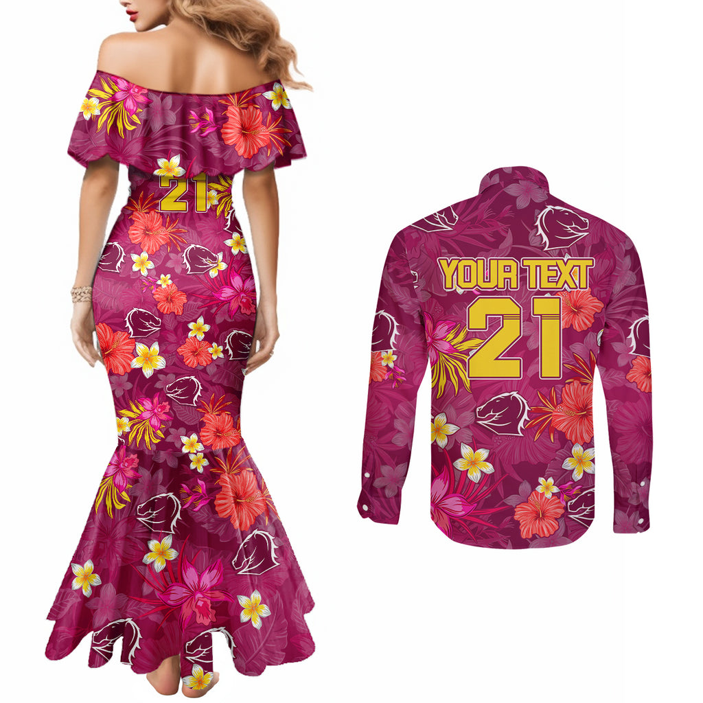 custom-broncos-rugby-couples-matching-mermaid-dress-and-long-sleeve-button-shirts-beautiful-floral-pattern-spring-summer-vibe