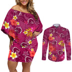 custom-broncos-rugby-couples-matching-off-shoulder-short-dress-and-long-sleeve-button-shirts-beautiful-floral-pattern-spring-summer-vibe