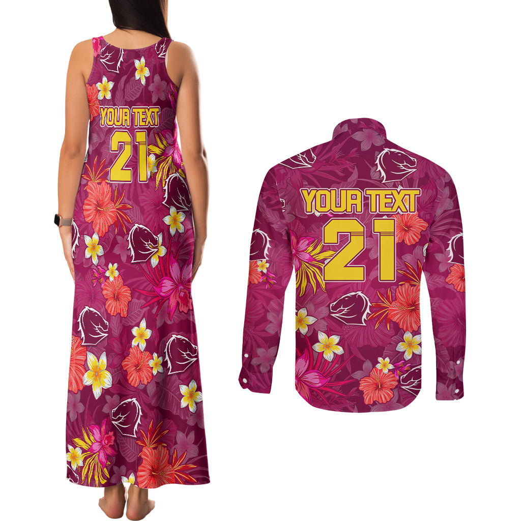 custom-broncos-rugby-couples-matching-tank-maxi-dress-and-long-sleeve-button-shirts-beautiful-floral-pattern-spring-summer-vibe