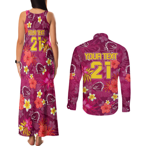 custom-broncos-rugby-couples-matching-tank-maxi-dress-and-long-sleeve-button-shirts-beautiful-floral-pattern-spring-summer-vibe