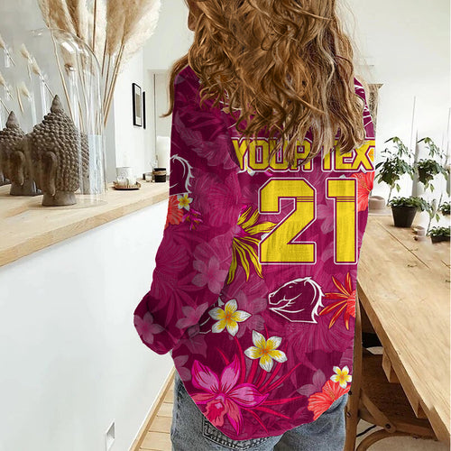 Custom Broncos Rugby Women Casual Shirt Beautiful Floral Pattern Spring Summer Vibe LT9
