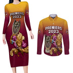 nrl-broncos-premiers-2023-couples-matching-long-sleeve-bodycon-dress-and-long-sleeve-button-shirts