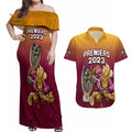 nrl-broncos-premiers-2023-couples-matching-off-shoulder-maxi-dress-and-hawaiian-shirt