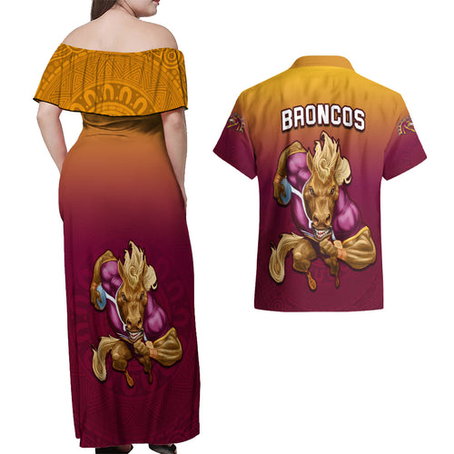 nrl-broncos-premiers-2023-couples-matching-off-shoulder-maxi-dress-and-hawaiian-shirt