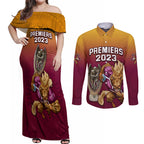 nrl-broncos-premiers-2023-couples-matching-off-shoulder-maxi-dress-and-long-sleeve-button-shirts