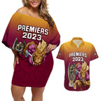 nrl-broncos-premiers-2023-couples-matching-off-shoulder-short-dress-and-hawaiian-shirt