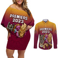 nrl-broncos-premiers-2023-couples-matching-off-shoulder-short-dress-and-long-sleeve-button-shirts