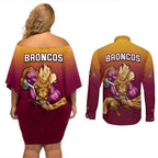 nrl-broncos-premiers-2023-couples-matching-off-shoulder-short-dress-and-long-sleeve-button-shirts