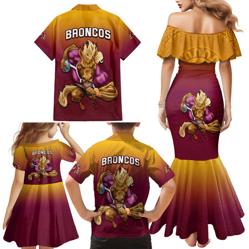 nrl-broncos-premiers-2023-family-matching-mermaid-dress-and-hawaiian-shirt