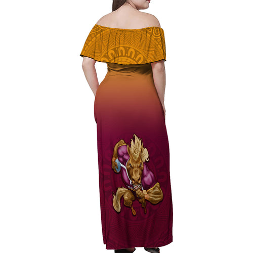 nrl-broncos-premiers-2023-family-matching-off-shoulder-maxi-dress-and-hawaiian-shirt