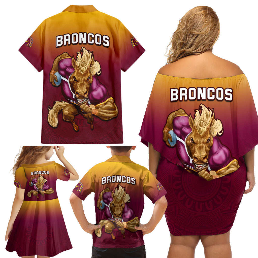 nrl-broncos-premiers-2023-family-matching-off-shoulder-short-dress-and-hawaiian-shirt