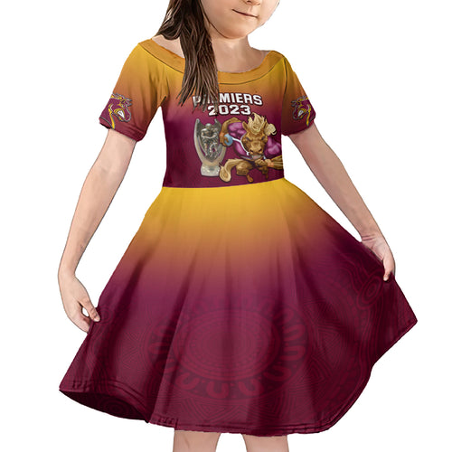 nrl-broncos-premiers-2023-family-matching-short-sleeve-bodycon-dress-and-hawaiian-shirt