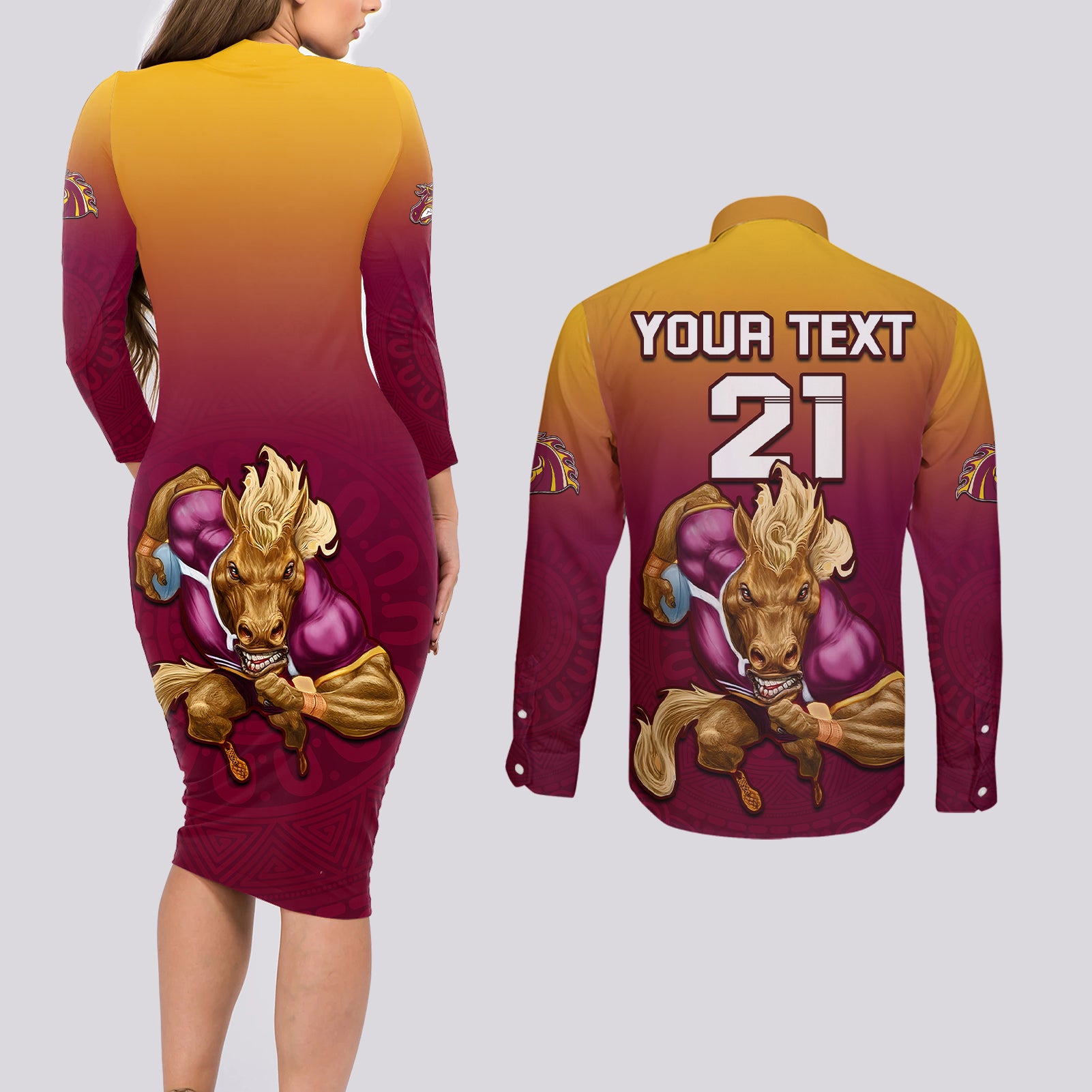 custom-nrl-broncos-premiers-2023-couples-matching-long-sleeve-bodycon-dress-and-long-sleeve-button-shirts