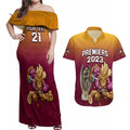 custom-nrl-broncos-premiers-2023-couples-matching-off-shoulder-maxi-dress-and-hawaiian-shirt